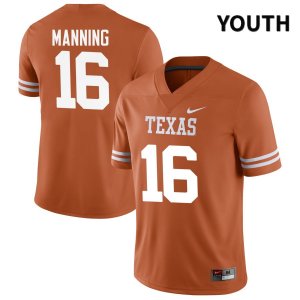 Texas Longhorns Youth #16 Arch Manning Authentic Orange NIL 2022 College Football Jersey HRK07P2S